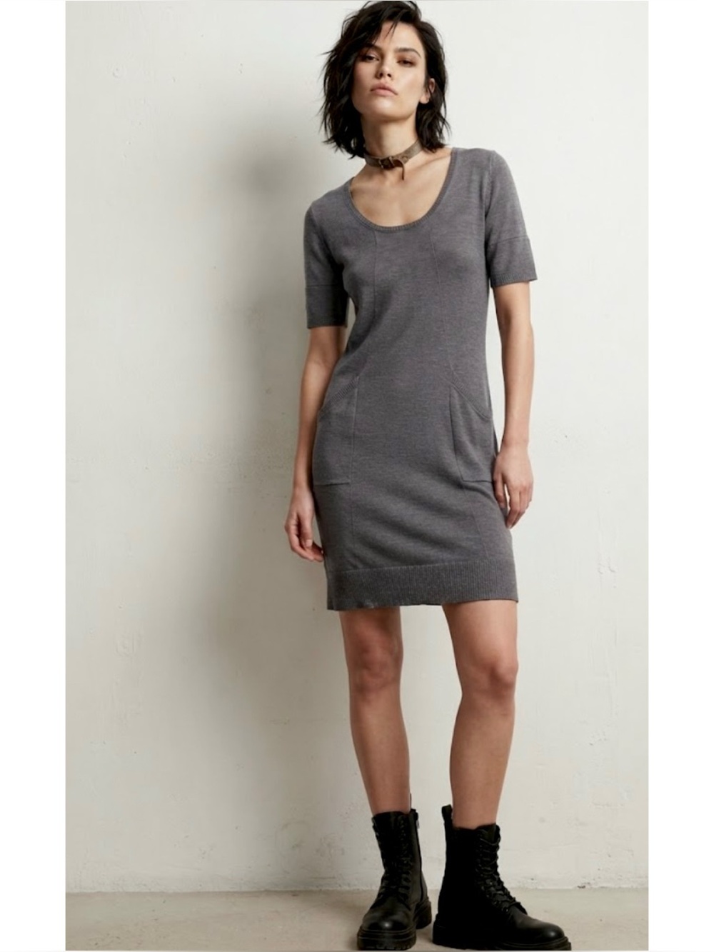 Press Dress Scoop Neck Knit Dress 100% Cotton *Flaw*